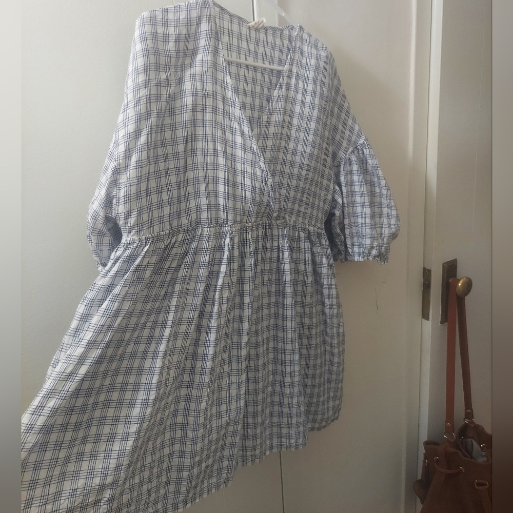 Blue and White Plaid Dress